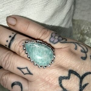 Genuine Amazonite Silver Plated Ring